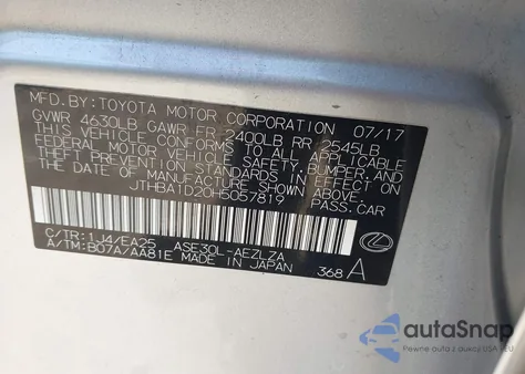 2017 Lexus Is 200T из США, поврежденный, VIN JTHBA1D20H5057819